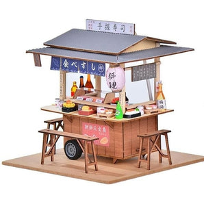 MOMOAO ミニチュア DIY 寿司屋 モデル LED付き 手作りキット セット 未完成品 3D ドールハウス キット 組み立て 置物 模型 装飾品 デコレーション インテリア 装飾 萌えグッズ 工芸品 プレゼント 可愛い ギフト おしゃれ コレクション 男の子 クリスマス キッズ 記念品 福袋 暇つぶし イベント